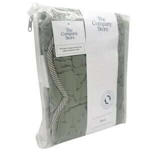 The Company Store Giulietta Sage Green King Quilted Scalloped Sham Cotton Linen